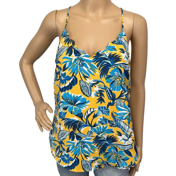 2/$30 J. Crew Floral Scalloped Cami Top Blanche Floral Yellow Blue AO912 Size 4 - Picture 2 of 13
